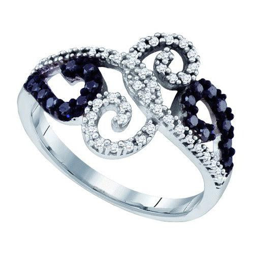 10K White-gold 0.33CT BLACK DIAMOND FASHION  RING