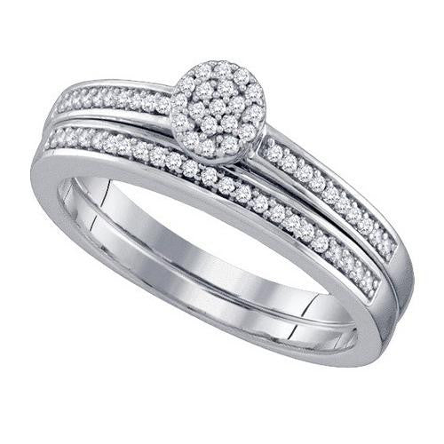 10KT White Gold 0.20CTW DIAMOND  MICRO PAVE  BRIDAL SET