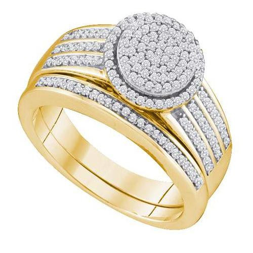 10K Yellow-gold 0.40CT  DIAMOND MICRO PAVE  BRIDAL SET