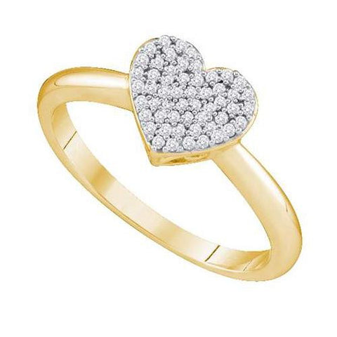 10KT Yellow Gold 0.15CTW DIAMOND HEART RING