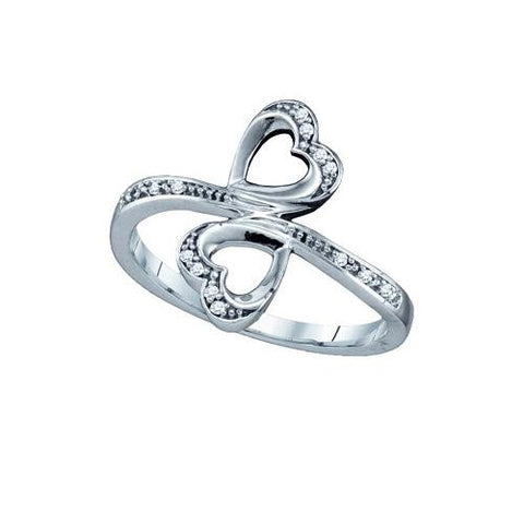 10KT White Gold 0.04CTW DIAMOND HEART RING