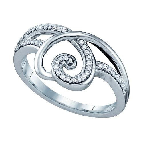 10KT White Gold 0.15CTW DIAMOND HEART BAND