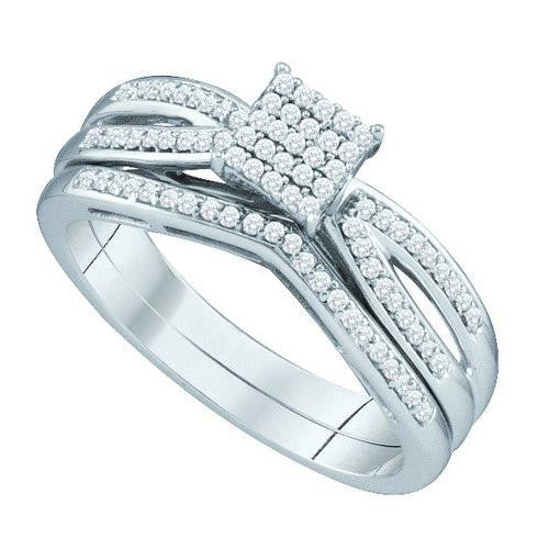 10KT White Gold 0.25CTW DIAMOND MICRO PAVE BRIDAL SET