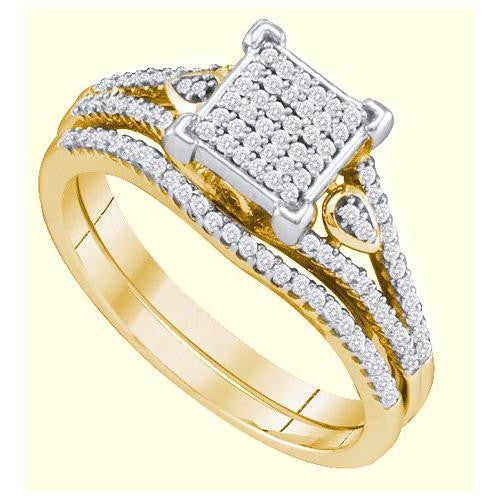 10KT Yellow Gold 0.33CTW DIAMOND MICRO-PAVE BRIDAL SET