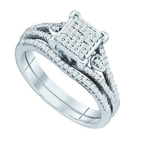 10KT White Gold 0.33CTW DIAMOND MICRO PAVE BRIDAL SET