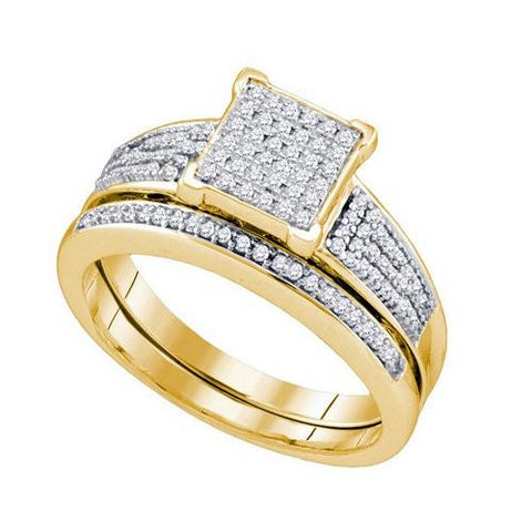 10K Yellow-gold 0.33 CT DIAMOND MICRO PAVE BRIDAL SET