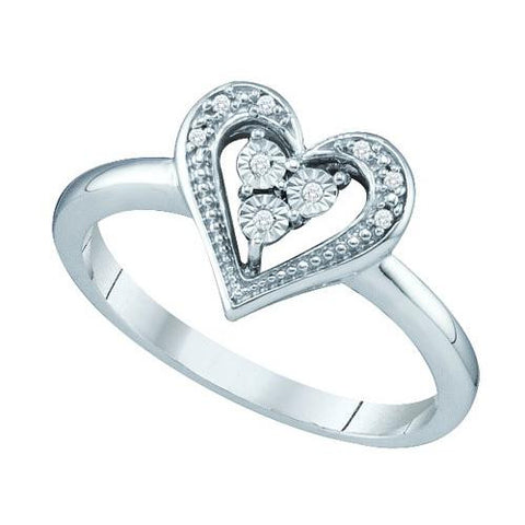 10KT White Gold 0.02CTW DIAMOND HEART RING