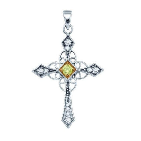 10KT White Gold 0.31CTW DIAMOND   CROSS PENDANT