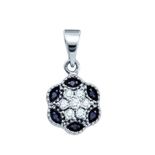 10KT White Gold 0.20CTW DIAMOND  FLOWER PENDANT