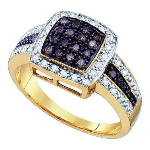 14KT Yellow Gold 0.50CTW COGNAC DIAMOND FASHION RING