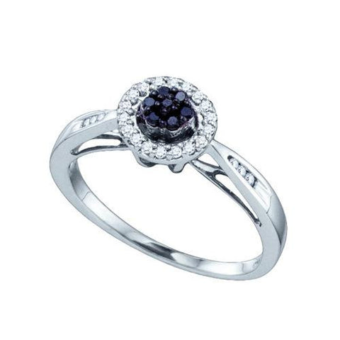 10KT White Gold 0.20CTW DIAMOND  FLOWER RING