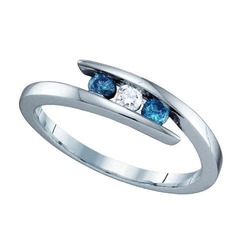 10KT White Gold 0.25CTW BLUE DIAMOND  FASHION BAND