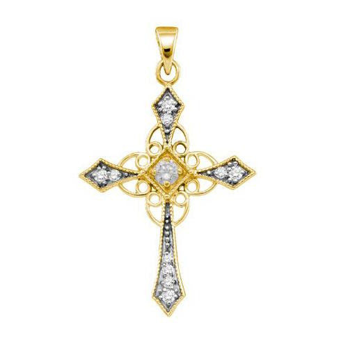 10KT Yellow Gold 0.31CTW DIAMOND CROSS PENDANT