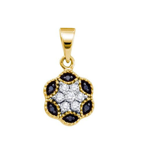 10KT Yellow Gold 0.20CTW DIAMOND FLOWER PENDANT