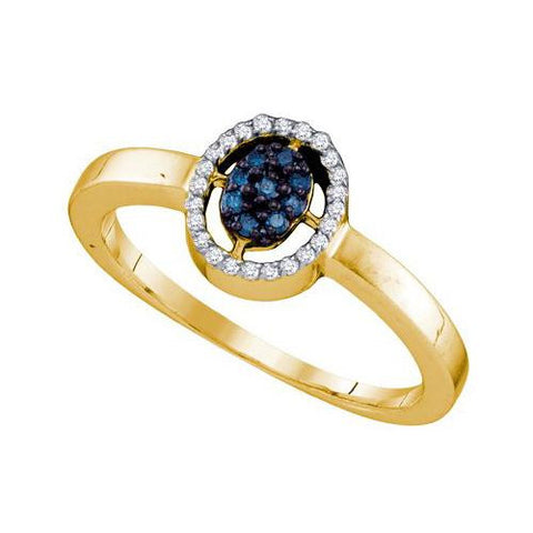 10KT Yellow Gold 0.17CTW BLUE DIAMOND  FASHION RING