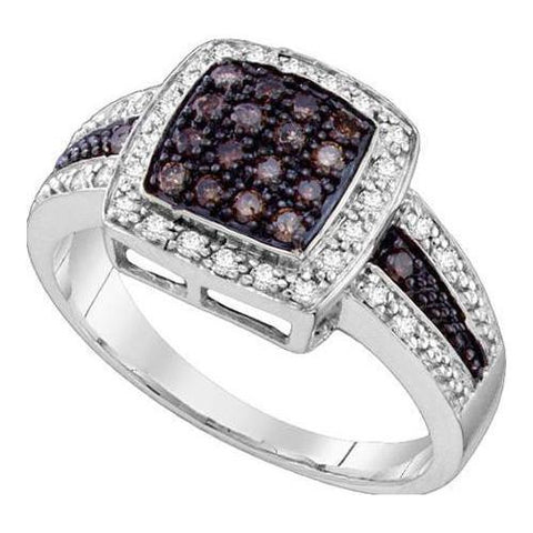 14KT White Gold 0.49CTW COGNAC DIAMOND  FASHION RING