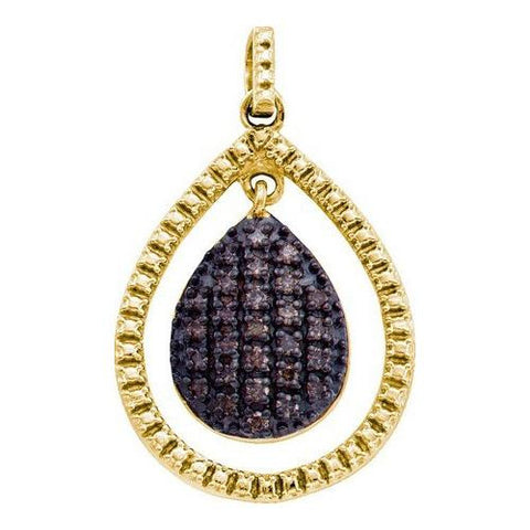 925 Sterling Silver Yellow 0.40CTW COGNAC DIAMOND LADIES  FASHION PENDANT