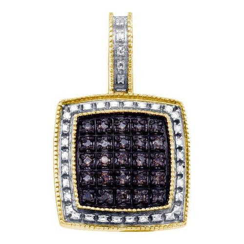 925 Sterling Silver Yellow 0.20 CTW COGNAC DIAMOND LADIES  FASHION PENDANT