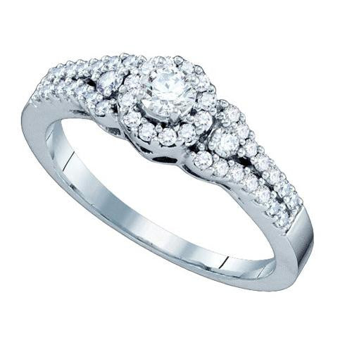 14K White-gold 0.55CT DIAMOND 0.20CT-CRD BRIDAL RING