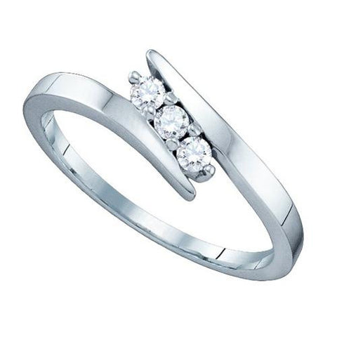 14KT White Gold 0.17CTW DIAMOND  3 STONE BAND