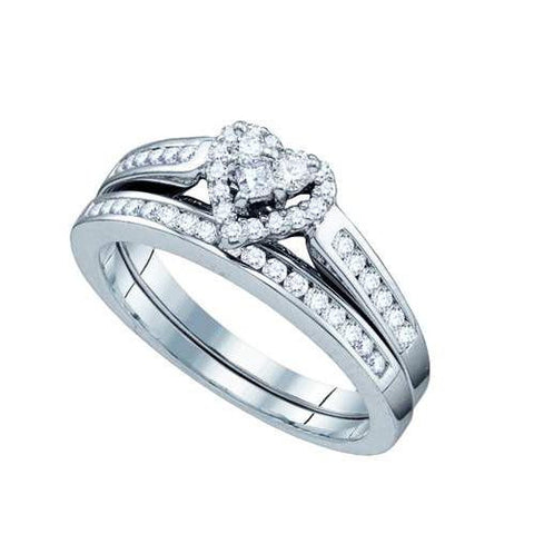 14KT White Gold 0.55CTW DIAMOND HEART BRIDAL SET