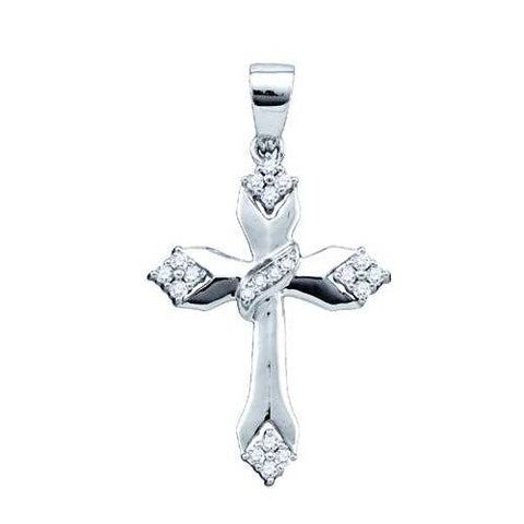 14KT White Gold 0.19CTW DIAMOND  CROSS PENDANT