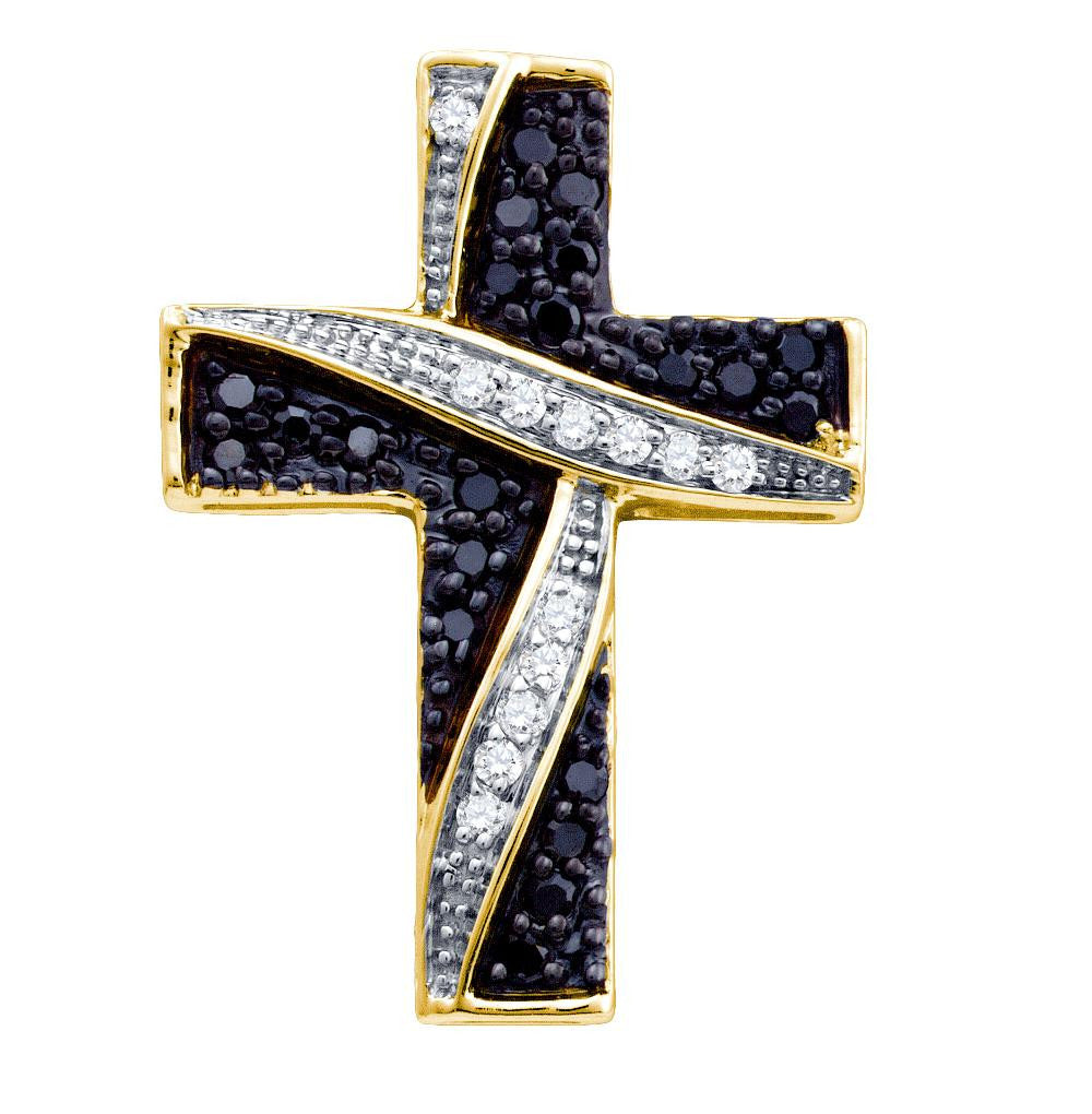 1-4CT-Diamond CROSS BLACK PENDANT