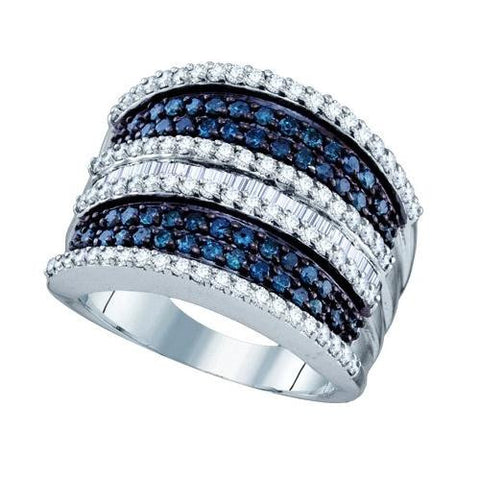 10KT White Gold 1.74CTW BLUE DIAMOND  MICRO PAVE RING