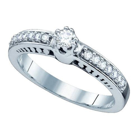 14K White-gold 0.28CT DIAMOND RD-CENTER BRIDAL RING