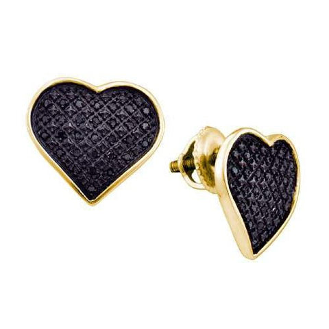 925 Sterling Silver Yellow 0.24CTW DIAMOND HEART EARRINGS