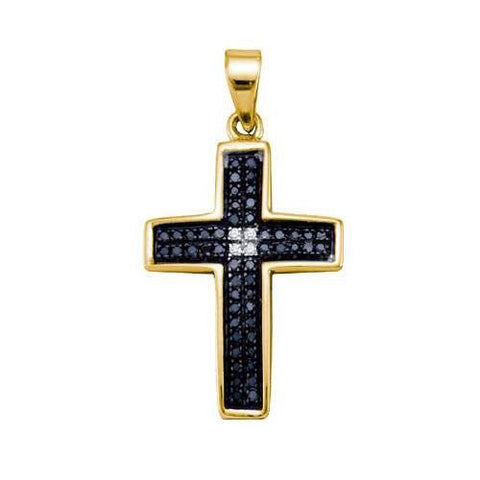 925 Sterling Silver Yellow 0.15CTW DIAMOND CROSS CHARM