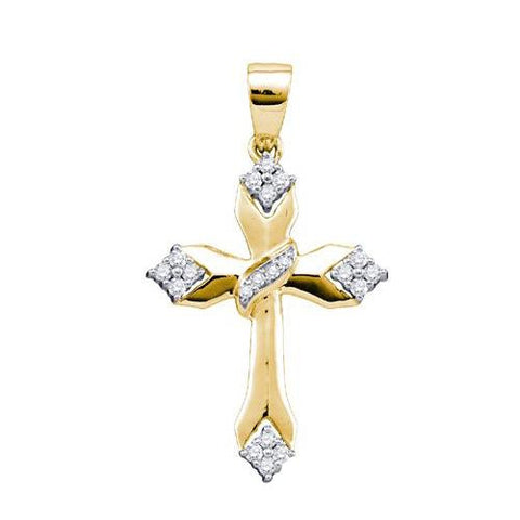 14KT Yellow Gold 0.19CT DIAMOND CROSS PENDANT