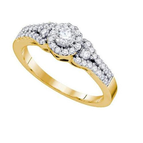 14KT Yellow Gold 0.55CTW DIAMOND ROUND CENTER BRIDAL RING