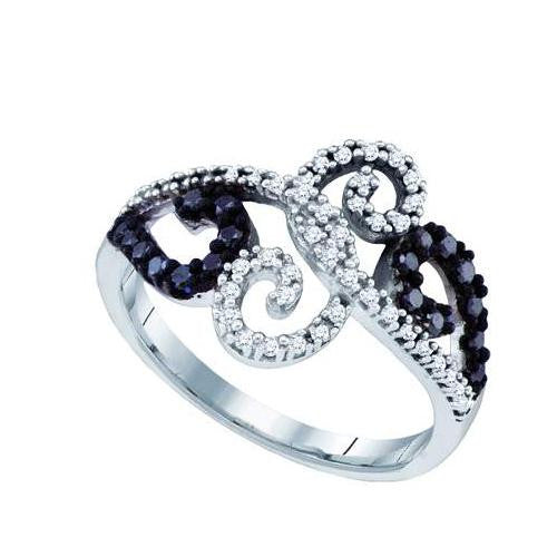 14KT White Gold 0.33CT BLACK DIAMOND  MICRO PAVE RING