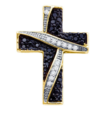 1-4CTW-Diamond CROSS BLACK PENDANT