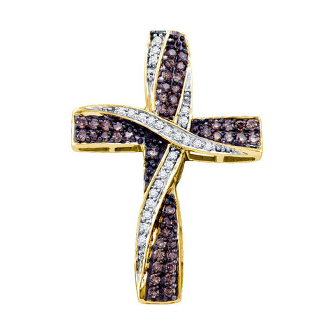 1-2CTW-Diamond CROSS BROWN PENDANT