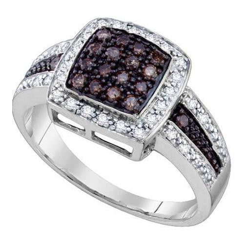 10KT White Gold 0.49CTW COGNAC DIAMOND LADIES FASHION RING