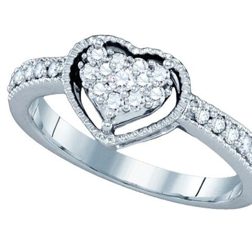 14KT White Gold 0.32CT DIAMOND  HEART RING