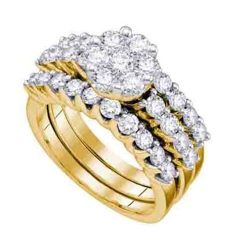 14K Yellow-gold 2.00CT DIAMOND FLOWER BRIDAL SET