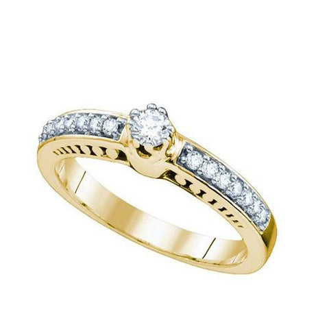 14KT Yellow Gold 0.28CT DIAMOND ROUND CENTER BRIDAL RING