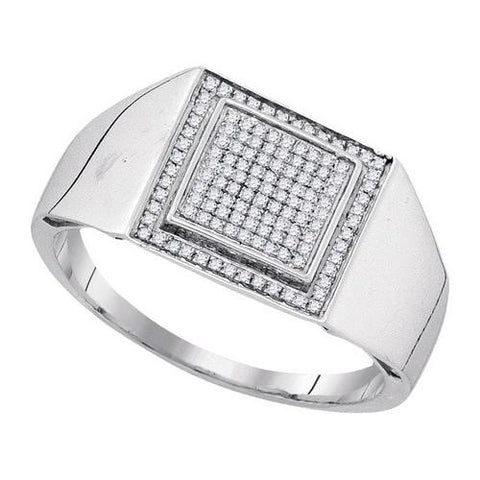 925 Sterling Silver White 0.26CT DIAMOND MICRO-PAVE MENS RING