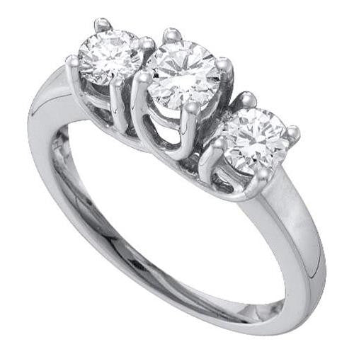 14KT White Gold 0.50CTW  DIAMOND LADIES RING WITH 3STONE ROUND CENTER