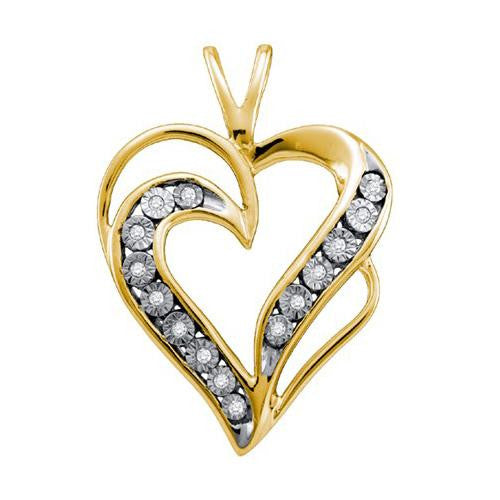 925 Sterling Silver Yellow 0.05CTW DIAMOND HEART LADIES PENDANT