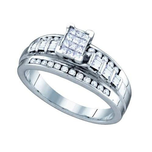 925 Sterling Silver White 0.50CTW DIAMOND LADIES INVISIBLE RING SIZE 5