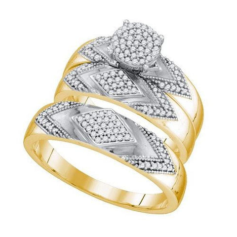 10KT Yellow Gold 0.40CT DIAMOND MICRO-PAVE TRIO SET