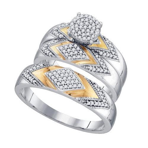 10KT White Gold Two Tone 0.40CTW DIAMOND MICRO PAVE TRIO SET