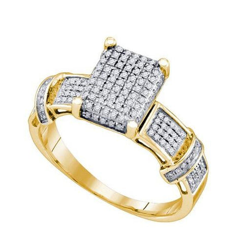 925 Sterling Silver Yellow 0.31CTW DIAMOND MICRO PAVE RING