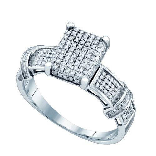 925 Sterling Silver White 0.31CTW DIAMOND LADIES MICRO-PAVE RING