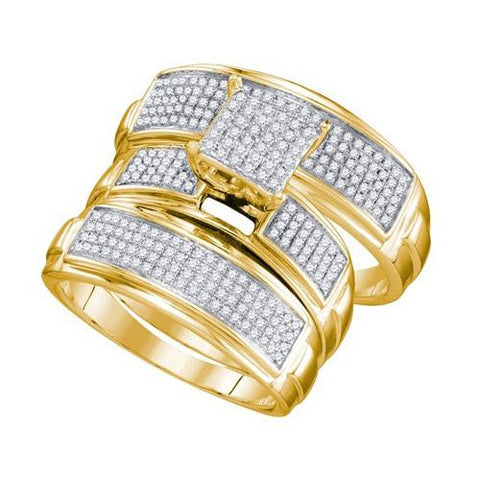 925 Sterling Silver Yellow 0.69CTW DIAMOND MICRO PAVE TRIO SET