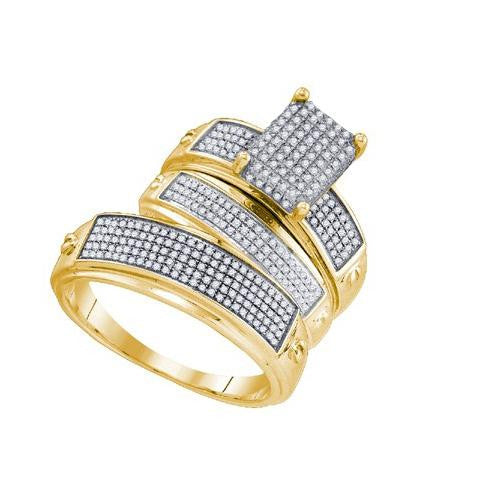 925 Sterling Silver Yellow 0.68CTW DIAMOND MICRO PAVE TRIO SET